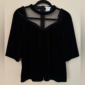 NWOT Anthropologie Foxiedox Black Velvet Blouse